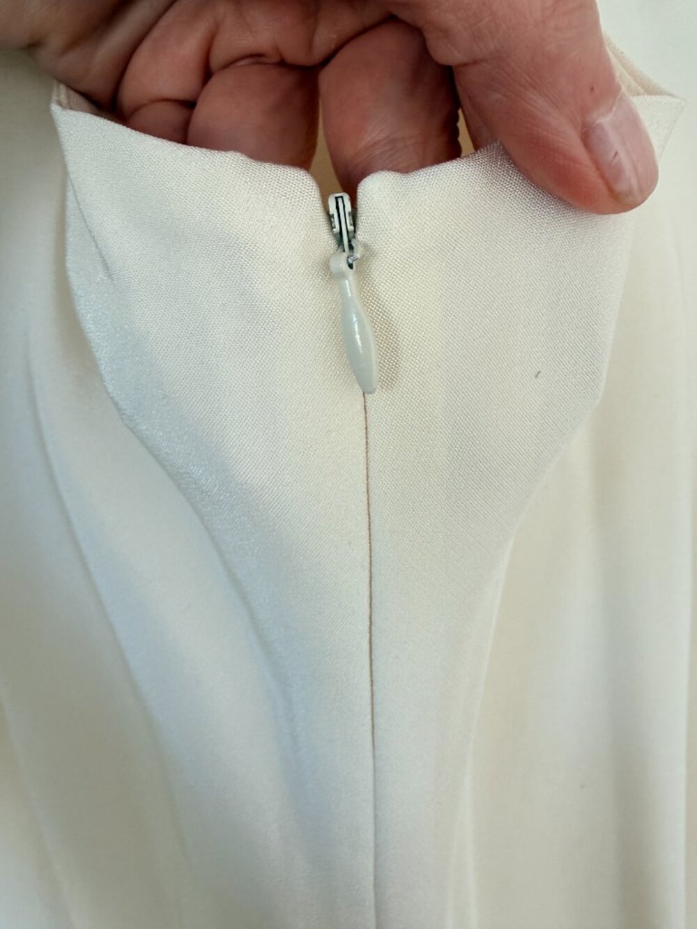 J. Crew Ivory V-Neck 100% Silk Dress w/ Cross Loop Back for Wedding or Occasion - Picture 12 of 13